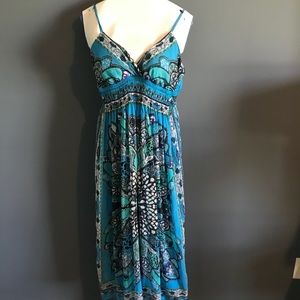 Blue Boho Print Maxi Dress